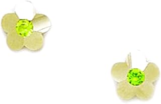 Pendientes de oro amarillo de 14 quilates, color verde agosto de 2 x 2 mm, circonita cúbica, con rosca, medidas de 6 x 6 mm, joyería para mujer, Oro amarillo, Circonia cúbica