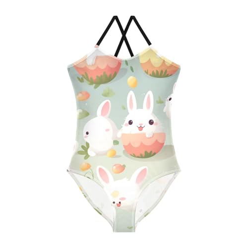 senya Girls Swimsuits Rabbits Easter Eggs One-Piece Swimwear Quick Dry Girls Bathing Suits for 3 Years Old