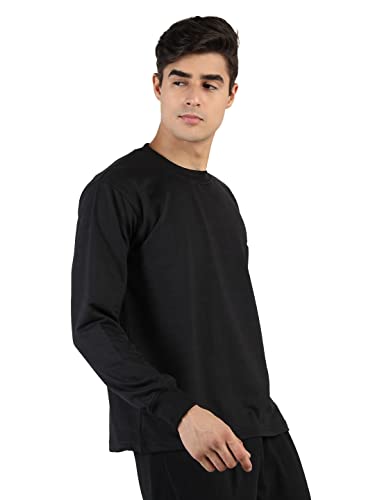 Image of CHKOKKO Men's Terry Cotton Loose Fit Full Sleeves Regular Fit T-Shirt