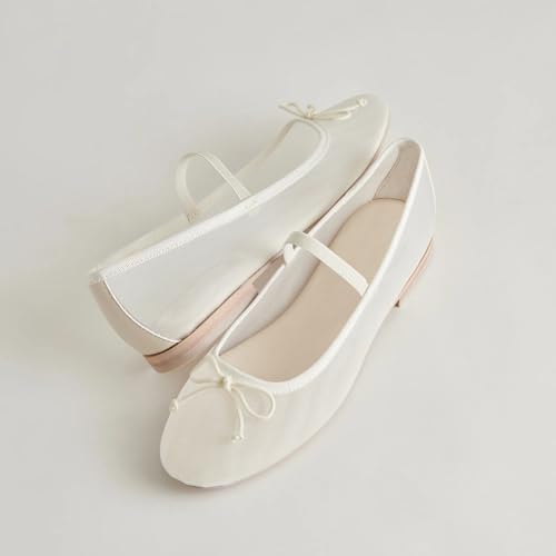 MAVMAX Women's Ballet Flat with Bow Mesh Shoes Women Flat Slip On Ballerina Shoes Round Toe Comfortable Daily Dress Shoe2