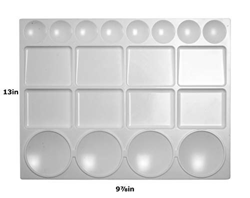 Plastic Palette for Oil, Watercolors & Acrylic Paints - Skil Art 20 Wells, 13” x 10”