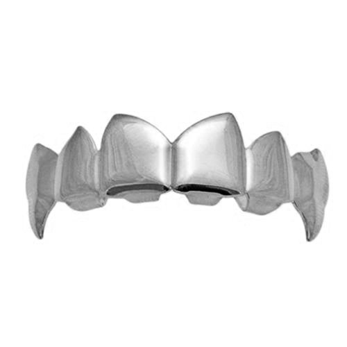 Vampire Grillz Fangs Plain Silver Tone Grill Upper Top Teeth Fang Hip Hop Dracula Bling Grills