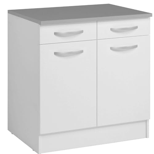 Miroytengo Módulos Individuales y Cocinas Completas en Color Blanco Mate (Módulos Individuales, Inferior 80 cm 2p 2c)