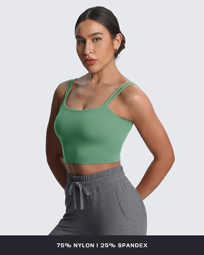 Image of Aoxjox Women's Workout Sports Bras Fitness Padded Backless Yoga Crop Tank Top Twist Back Cami