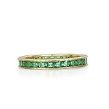 Ladies 18 Carat Gold & 925 Sterling Fine Silver Green Emerald Full Eternity Ring Sizes J to U (M)
