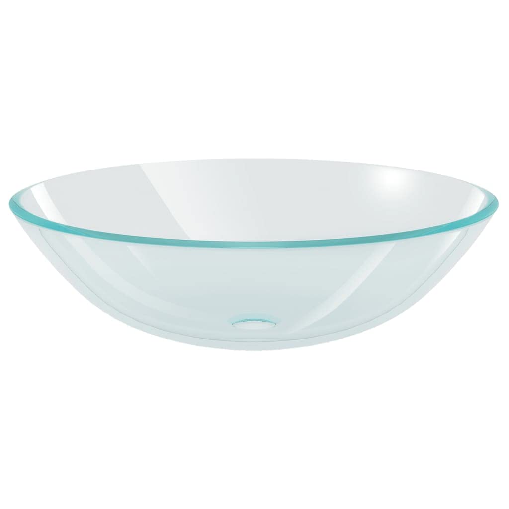 vidaXL Lavabo in Vetro Temprato Bagno Lavanderia 42cm Trasparente Lavandino