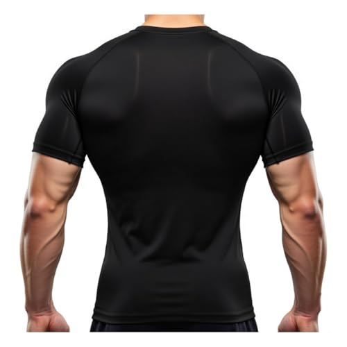 Image of Half Sleeve Compression T-Shirt - Men's Athletic & Sports Tights for Fitness (L, Black)