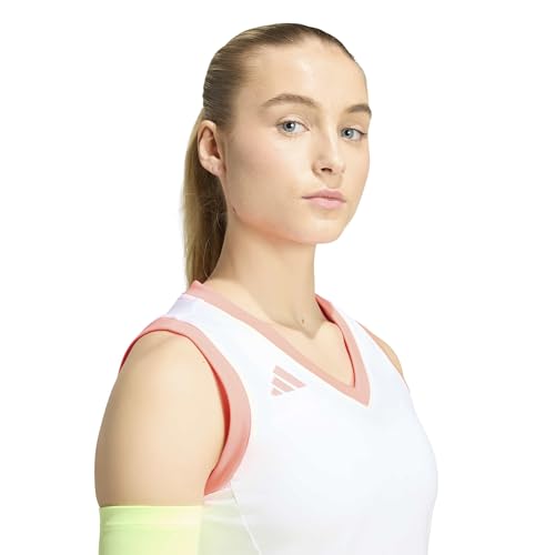 adidas Femme Volleyball Quickset Sleeveless Jersey Shirt, White/FROTUR/SOLTUR, XL