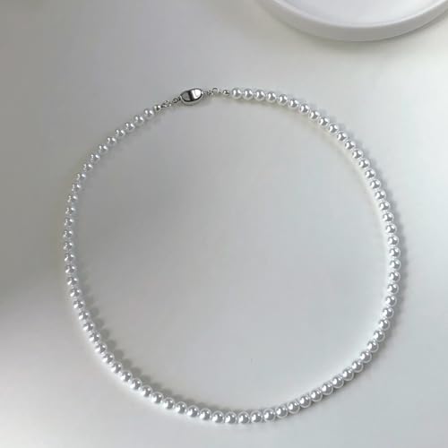 Image of Zeffy Pearl Necklace 4MM /6MM /8MM Dainty Round Imitation Pearl Choker Necklace Wedding Pearl Necklace Delicate Jewelry for Women Simple Bridesmaid Jewelry Gifts