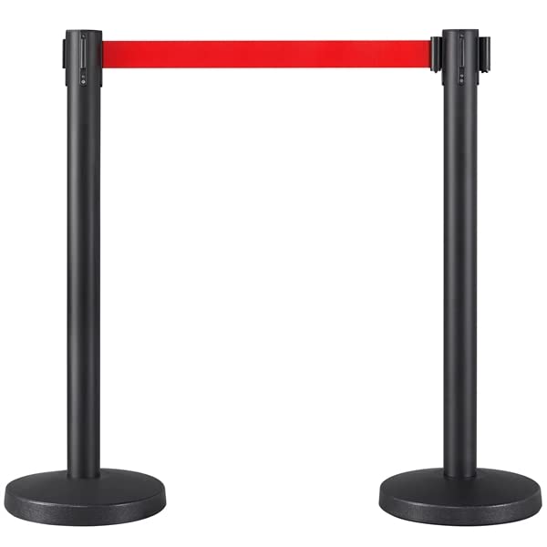 Abician 2 Poteaux de Guidage à Sangle Rétractable en Nylon, Potelet à Sangle Rétractable en...