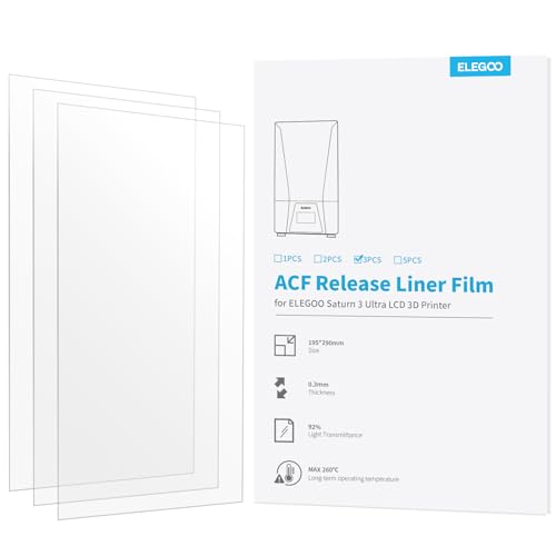 ELEGOO Film de SÃ©paration ACF pour Saturn 3 Ultra Imprimante 3D LCD impression rapide 195 * 290 mm et 0,3 mm d'Ãpaisseur (Lot de 3)