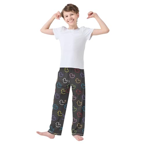 Boys' Pants Duck Rubber Duck Pattern Black Long Bottoms Jogger Pants Elastic Waist Trousers with Pockets S-XL2