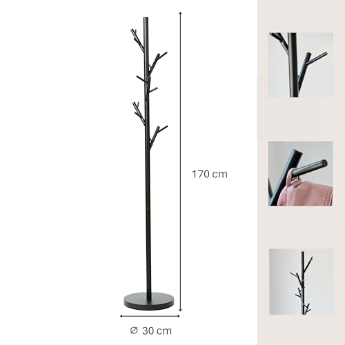 LOVE IT STORE IT - Loft - Garderobenständer aus Metall - Moderne Garderobe für Flur, Schlafzimmer, Büro - 170 cm hoch, stabil - Matt schwarz