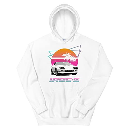 1980's Retro Wave Chevy Camaro IROC-Z Unisex Hoodie White2