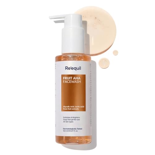 RE' EQUIL Fruit AHA Face Wash | Daily Exfoliating Cleanser for pigmentation, dullness & uneven skin tone | With Glycolic & Lactic acid from fruit extracts - 150 ml
