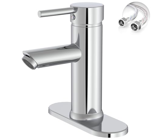 Greenspring Chrome Bathroom Faucet 1 Hole, Single Lever Bathroom Sink Faucets Modern Deck Mount One...