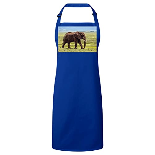 Tablier cuisine bleu éléphant sauvage pour barbecues en plein air et repas
