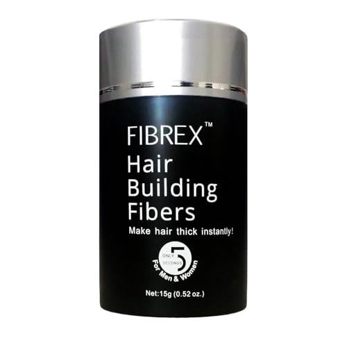 FIBREX Hair Building Thickening Fibers Hair Loss Balding Concealer Black 15 grams