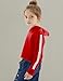 Noomelfish Girls Sparkle Long Sleeve Crop Tops Cropped Hoodies Pullover Sweatshirts, Red, Size 5-6 Years