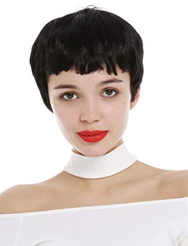 WIG ME UP - SA098-1B Lady Wig very short Pixie cut 60s retro fringe bangs black, black (1B) - Image 2