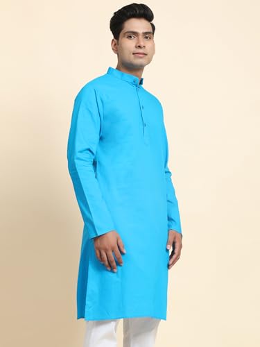 Image of Men's Cotton Solid Dress Long Kurta Regular Fit Casual