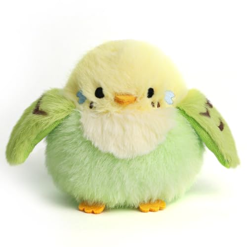 ABEARCAR 3.9 inches Parakeet Plush Toy Bird Stuffed Animal Plush Toy Holder Bag Pendant Party Christmas Birthday Valentine's Day Gifts Toys for Kids...
