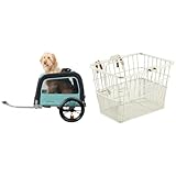 Retrospec Rover Hauler Pet Bike Trailer for Small & Medium 50 lb Dogs with 16 Inch Wheels + Apollo Detachable Front Steel Half-Mesh Bicycle Basket