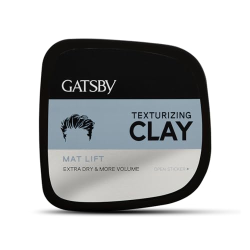 Gatsby Texturizing Clay – Mat Lift | For Super Strong Hold, More Volume & Extra Dry Look | Stylish Matte Finish | Anytime Restylable Hair Styling Clay Wax | Hair Wax For Men | 75gm