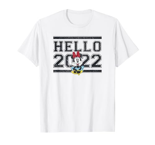 T-shirt Minnie Hello 2022 imprimé festif et coton doux premium