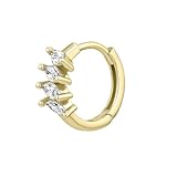 EARCANDY - Pendiente Suelto Aro Timanfaya - Pendiente en Plata de Ley 925 con Baño de Oro Amarillo 18k - Cierre Clic - Circonitas - Joyas para Mujer