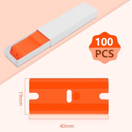 Flintronic 100 Stück Keramikfeldschaber Ersatzklingen, Kunststoffklingen, Schaber Klingen, Rasierklingen Zeranfeldkratzer, Keramikfeld, Herdschaber für Kochfeld, Backofen, Glaskeramik