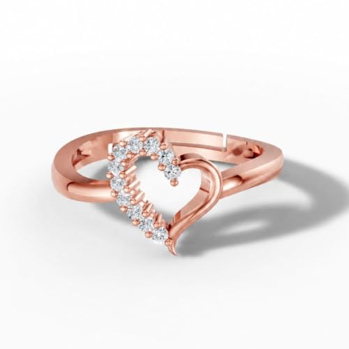 Image of Miss Highness 925 Silver Heart CZ Adjustable Ring for Women and Girls | Heart Design | Silver Ring With Authenticity Certificate | Gift for Girlfriend Wife | Casual Wear Ring