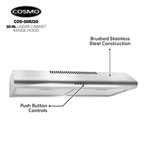 Cosmo COS-5MU30 30 Inch Under Cabinet Range Hood Ductless Convertible Duct thumb #7