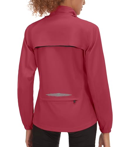 Little Donkey Andy Women's Lightweight Waterproof Cycling Jacket with Removable Sleeves for Biking Running Golf Red M