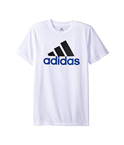 adidas Boys' Big Short Sleeve Logo Tee T-Shirt, White, Medium (10/12)