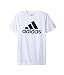 adidas Big Boys' Short Sleeve Logo Tee Shirt, White, M