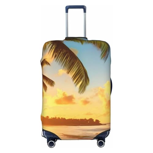 Sunset Hawaiian Palm Tree Print Luggage Suitcase Covers Elastic Washable Luggage Protector Luggage Covers For Suitcase