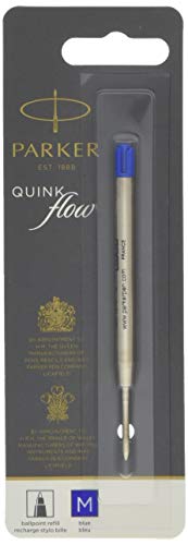 Recharge stylo bille Parker Quink bleu, pointe moyenne, lot de 5 pour écriture fluide