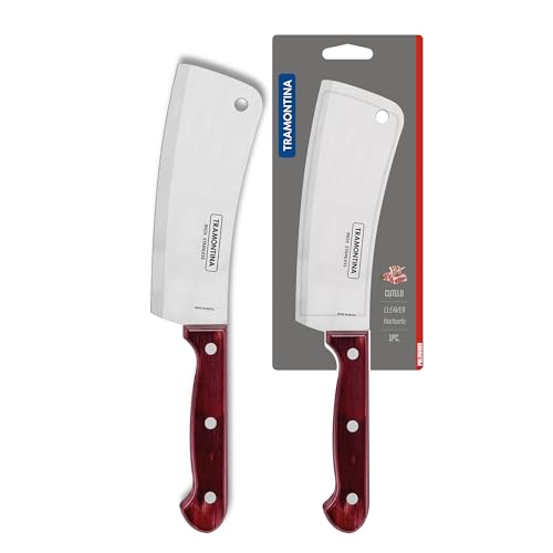 TRAMONTINA Polywood 15.2cm/6" Cleaver Knife | Stainless Steel Blade | Big Kitchen Knife for Large Vegetables/Fish | Straight/Plain Edge | Treated Wooden Handle | Impact Resistant | 5 Year Warranty*