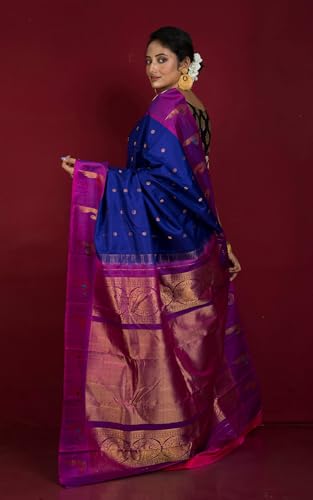 Bengal looms India Weaves of Elegance purple gadwal silk saree – image 3