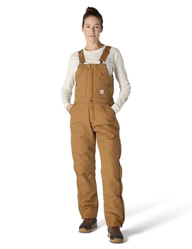 Carhartt Womens Loose Fit Washed Duck Insulated Biberall Overall, Carhartt Brown, Medium US
