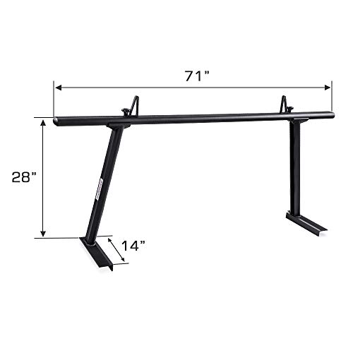 AA-Racks Model APX25 Extendable Aluminum Pick-Up Truck Ladder Rack (No Drilling Required) - Sandy Black