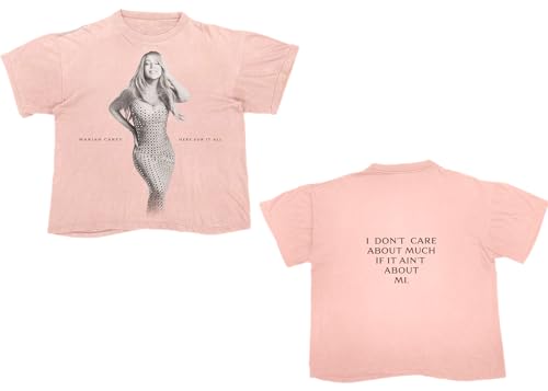 Mariah Carey Unisex-Adult Official Merch Here for It All I Don't Care Pink T-Shirt