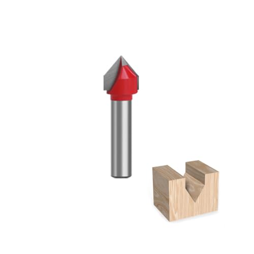 Fresa de Chaflán Fresa, Fresas para Madera 6mm Fresado Chaflán y Biselado de 60 Grados Fresadora Herramienta de Carpintería, 2 Filos Carburo Sólido de Tungsteno Fresas de V para CNC Grabar Chaflanes