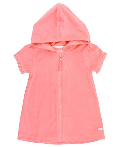 Image of RuffleButts Girls Terry Knit Full-Zip Swim Cover-Up Dress
