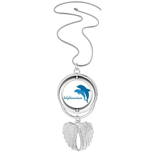Collier avec pendentif en forme d'ailes d'ange dauphin bleu azur