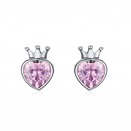 Boucles d'oreilles coeur couronne rose cadeau idéal pour femme