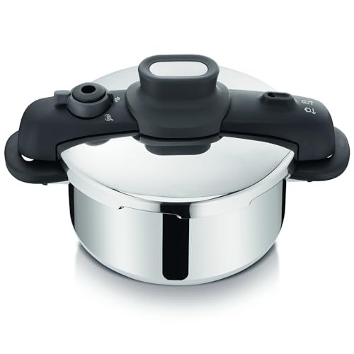 Lista de Olla Express Walmart los más recomendados. 43 T-fal Olla de presión Compact Easy capacidad para 4 litros, de acero inoxidable, Cocina más rápido y seguro, incluye 5 sistemas de seguridad, P3534236