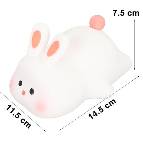 Image of VGRASSP Soft Rabbit Face Silicone Night Lamp Toy for Kids - Rechargeable and Color Changing Squishy Animal Light Gift for Babies and Toddlers - Color As Per Stock