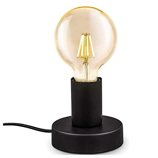Métal Lampe de table,douille E27,lampadaire avec prise et interrupteur, jusqu'à 60W,lampe décorative pour Edison rétro industriel,pour salon,chambre et bureau,Lampe de chevet,café, bar(noire)